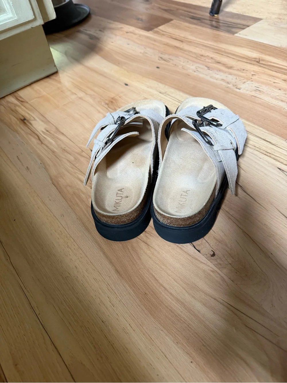 Mikuta Beige Double Buckle Suede Slide Sandals 37 - Picture 9 of 10